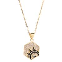 Cubic Zircon Micro Pave Brass Necklace, with 1.96inch extender chain, real gold plated, oval chain & micro pave cubic zirconia & for woman & enamel Approx 15.7 Inch 