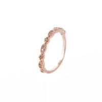 Cubic Zirconia Micro Pave Brass Finger Ring, micro pave cubic zirconia & for woman, rose gold color, 17mm 