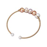 bracelet en laiton de perle d'eau douce cultivée, avec perle d'eau douce cultivée, Rond, Placage de couleur d'or, pour femme, plus de couleurs à choisir, 9-10mm .09 pouce, Vendu par PC