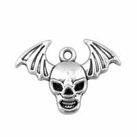 Zinc Alloy Skull Pendants, plated, silver color 