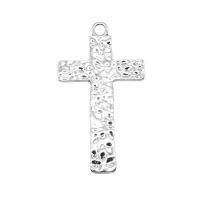 Zinc Alloy Cross Pendants, plated, hammered, silver color 