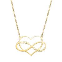 304 Stainless Steel Necklace, with 1.97inch extender chain, Heart, Vacuum Ion Plating, Each custom text must be less than 10 letters & fashion jewelry & Unisex Approx 17.72 Inch 