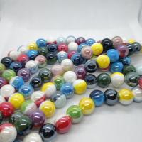 Glazed Porcelain Beads, Round, DIY & two tone 14mm, Approx 