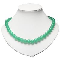 Зеленый авантюрин ожерелье, с Латунь, Круглая, плакирован серебром, разный размер для выбора & Женский, зеленый, длина:17.72 дюймовый, продается Strand