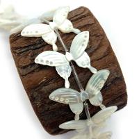 Natural Freshwater Shell Beads, Yellow Shell, with Black Shell & White Shell, Butterfly, Carved, DIY 
