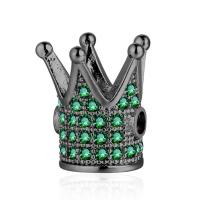 Cubic Zirconia Micro Pave Brass Beads, Crown, gun black plated, DIY & micro pave cubic zirconia 