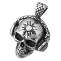 Stainless Steel Skull Pendant, 316 Stainless Steel, fashion jewelry & DIY & Unisex & blacken, black Approx 4mm 