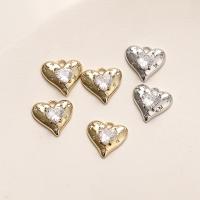 Cubic Zirconia Brass Pendants, with Cubic Zirconia, Heart, plated, fashion jewelry 