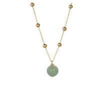 Green Aventurine Necklace, Titanium Steel, with Green Aventurine, with 1.97 extender chain, gold color plated & for woman, golden, 10mm .74 Inch 
