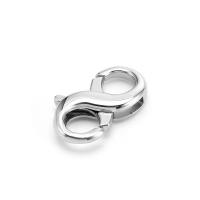 Stainless Steel Lobster Claw Clasp, 304 Stainless Steel, Vacuum Ion Plating, Dual Tip & DIY, silver color 