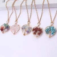 Gemstone Chip Necklaces, Brass, with Gemstone, plated .23 Inch 