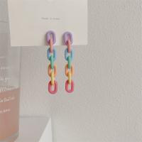 Boucle d'oreille de goutte acrylique, bijoux de mode & pour femme, multicolore, 60mm, Vendu par paire