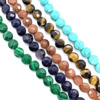 Mixed Gemstone Beads, Natural Stone, Flat Round, DIY & faceted Approx 