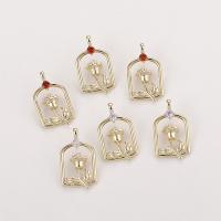 Cubic Zirconia Brass Pendants, with Cubic Zirconia, Flower, gold color plated, fashion jewelry 