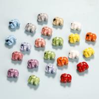 Abalorios de porcelana de animal, Elefante, barnizado, Bricolaje, más colores para la opción, 11x14mm, Vendido por UD