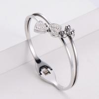 Stainless Steel Cuff Bangle, 316 Stainless Steel, Donut, Vacuum Ion Plating, fashion jewelry & for woman & with rhinestone 