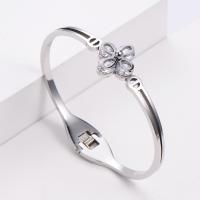 Stainless Steel Cuff Bangle, 316 Stainless Steel, Donut, Vacuum Ion Plating, fashion jewelry & for woman & with rhinestone 