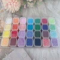 Opaque Glass Seed Beads, Seedbead, with Plastic Box, Round, stoving varnish, DIY, mixed colors, 2mm, Approx 