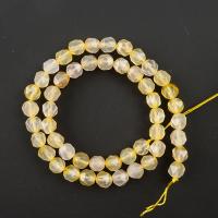 Natürliche gelbe Achat Perlen, Gelber Achat, rund, poliert, Star Cut Faceted & DIY, keine, 8mm, Länge:14.96 ZollInch, verkauft von Strang