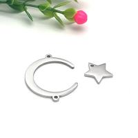 Stainless Steel Star Pendant, 304 Stainless Steel, Moon and Star, Vacuum Ion Plating, DIY  original color 