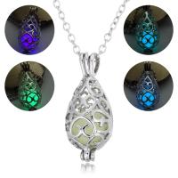 Luminated Necklace, Brass, Teardrop, platinum color plated, for woman & hollow Approx 17.7 Inch 