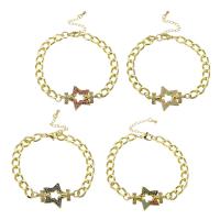 Cubic Zirconia Micro Pave Brass Bracelet, Star, gold color plated, micro pave cubic zirconia & for woman & hollow Approx 10 Inch 