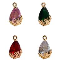 Cubic Zirconia Brass Pendants, Teardrop, gold color plated, Unisex & with cubic zirconia & faceted 