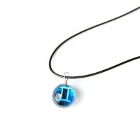 Glass Beads Jewelry Necklace, with Korean Waxed Cord & Tiger Tail Wire, Round, silver color plated, Zodiac symbols jewelry & luminated, mixed colors, 16mm .54 Inch 