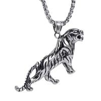 Stainless Steel Jewelry Necklace, 304 Stainless Steel, Tiger, Vacuum Ion Plating, fashion jewelry & for man, original color cm 