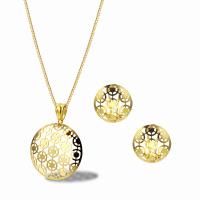 Titanium Steel Jewelry Set, Stud Earring & necklace, 18K gold plated, 2 pieces & fashion jewelry & for woman, golden, 28mm,17mm Approx 19.69 Inch 