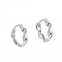 Sterling Silver Huggie Hoop Earring, 925 Sterling Silver, Geometrical Pattern, plated, fashion jewelry & for woman 