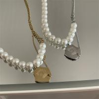 Collier de perles en plastique, alliage de zinc, avec perle de plastique, bijoux de mode & pour femme, plus de couleurs à choisir Environ 15.75 pouce, Vendu par PC