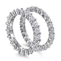 Цирконий Микро вымощает стерлингового серебра палец кольцо, 925 пробы, покрытый платиной, разный размер для выбора & разные стили для выбора & инкрустированное микро кубического циркония & Женский, размер:5-10, продается PC