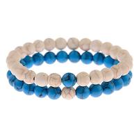 Gemstone Bracelets, Effloresce Agate, with Natural Turquoise, Round, fashion jewelry & Unisex 8mm Approx 7.5 Inch 