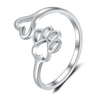 Sterling Silver Finger Ring, 925 Sterling Silver, Claw, platinum plated, adjustable & for woman & hollow  US Ring [