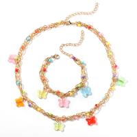 Fashion Zinc Alloy Jewelry Sets, bracelet & necklace, with Resin, fashion jewelry & for woman & enamel, Random Color 