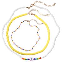 Polymer Clay Jewelry Necklace, with Seedbead & Zinc Alloy, three pieces & fashion jewelry & for woman, multi-colored .44 Inch 
