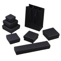 Подарочные коробочки для ювелирных изделий, бумага, с Губка, Квадратная форма, жесткой одежды & разный размер для выбора, черный, продается PC[