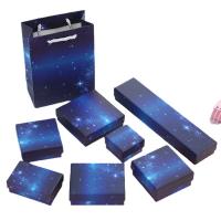Jewelry Gift Box, Paper, with Sponge, Square, hardwearing dark blue 