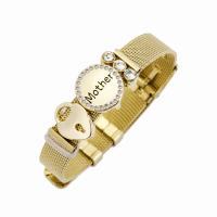 alliage de zinc bracelet, avec Acier inoxydable 304, Placage, Bijoux Fête des Mères & pavé de micro zircon & pour femme, plus de couleurs à choisir Environ 22 cm, Vendu par PC