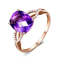 Cubic Zirconia Micro Pave Brass Finger Ring, with Amethyst, Adjustable & micro pave cubic zirconia & for woman, mixed colors, 17mm 