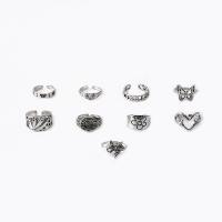 Zinc Alloy Ring Set, plated, 9 pieces & fashion jewelry & for woman, silver color 