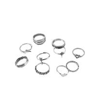 Zinc Alloy Ring Set, plated, 10 pieces & fashion jewelry & for woman, silver color 