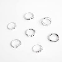 Zinc Alloy Ring Set, plated, 7 pieces & fashion jewelry & for woman, silver color 
