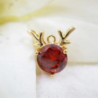 Cubic Zirconia Brass Pendants, with Cubic Zirconia, Round, gold color plated, Unisex & faceted, red 
