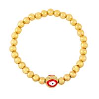 Cubic Zirconia Micro Pave Brass Bracelet, Round, gold color plated & micro pave cubic zirconia & enamel .09 Inch 