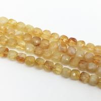 Natural Citrine Beads, Square, fashion jewelry & DIY & faceted, 4mm Approx 15.75 Inch 