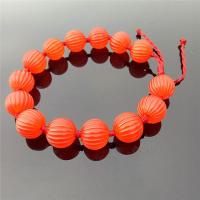 Red Agate Bracelets, with Polyester Cord, Carved, Unisex, red, 14mm Approx 19 cm 