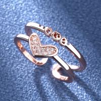 Brass, Adjustable & micro pave cubic zirconia & for woman, rose gold color, 17mm 