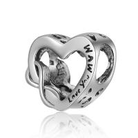 Zinc Alloy Large Hole Beads, Heart, silver color plated, DIY, silver color Approx 4.5mm 